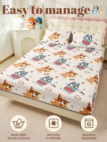 Bluey 1 cearșaf cu saltea albastră, lenjerie de pat drăguță în carouri albastre, protecție pentru saltea, textil confortabil pentru casă, husă de pat, prietenoasă cu pielea, cearșafuri de pat, protecție pentru saltea respirabilă și anti-scărpaturi, moale și prietenoasă cu pielea, pentru pat single, twin, full, queen și king size, pentru toate anotimpurile, lenjerie de pat decorativă albastră elegantă pentru dormitor, lavabilă la mașină, cuvertură rezistentă la praf, (doar 1 cearșaf cu saltea), decor de iarnă, decor de cameră, decor de Crăciun - Multicolor - Vizualizare 7