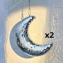 3pcs Mirror Glass Disco Ball Moon Geometric Design, Suitable For Party And Bar Decoration, No Need For Charging, Creating Holiday Atmosphere, Perfect Christmas Gift, Thanksgiving Choice, Decorations To Give To Family And Friends, Surprise, Home Essential, Decorations, Christmas Decorations, Holiday Atmosphere, Valentine's Day, Wedding Anniversary