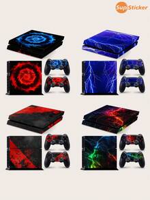 3片/套 冰蓝、红色和金色大理石纹科幻霓虹灯图案贴膜，兼容游戏机，防刮擦、耐用、无气泡、易于粘贴、防水耐磨PVC材质 - 彩色 - 查看 2