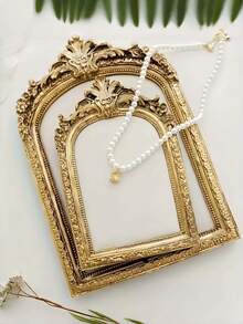 حامل عرض مجوهرات على الطراز الباروكي القديم من الراتنج، حامل قلادات وأقراط على سطح المكتب مع ظهر مخملي. خزانة عرض مجوهرات ديكورية مستطيلة، لا تحتاج إلى كهرباء. مناسب لديكور المنزل والغرفة والمكتب والمدرسة. - متعدد الألوان - مشاهدة 9