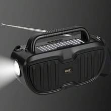 bocina radio portátil AM/FM/SW: con linterna,con carga solar,con Altavoz y Conector para Auriculares, Ideal para Interiores, Exteriores y Emergencias,Bluetooth 5.0, USB, TF, AUX. - Negro - Ver 9