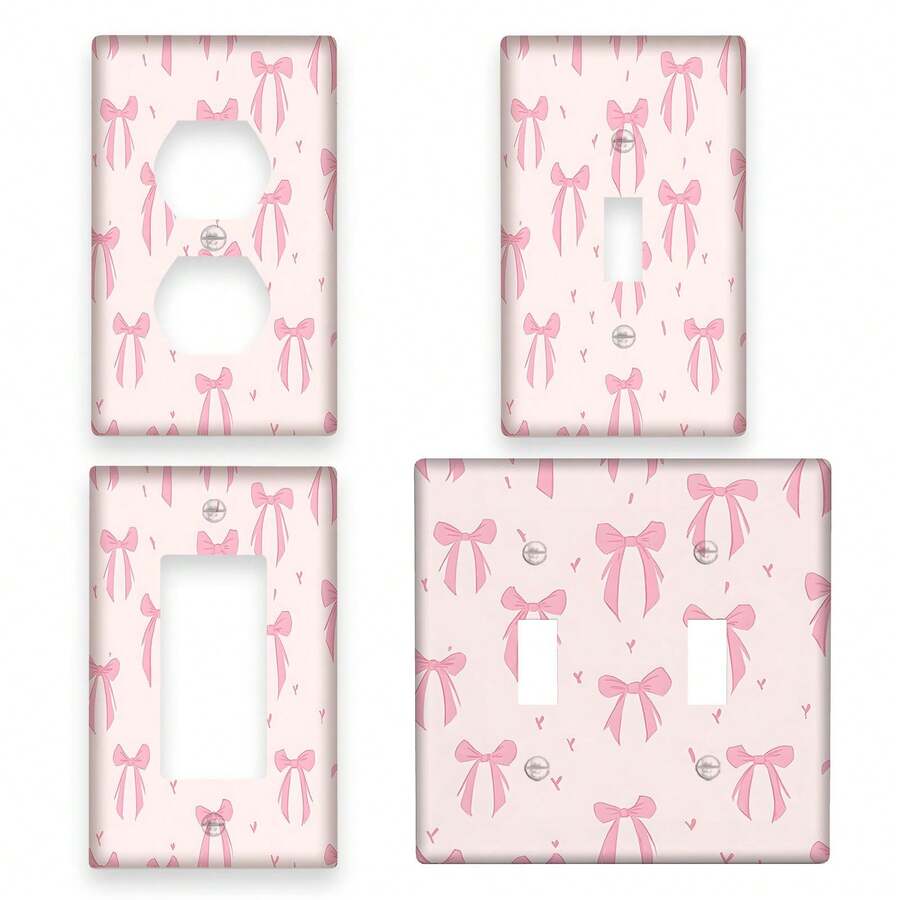 1PC Decorative Light Switch Cover[Pink Bow Tie Cover] Pink 1pc 1Gang/2Gang Bow Tie Wall Plate Light Switch Cover | Decorative Panel Power Outlet Cover For Kitchen, Office, And Hotel Decor, Easy Installation, No Electrical Connection Needed - 搖桿/裝飾 11cm*7.5cm - 查看 1