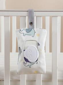 1 Stück Baby tragbare Feuchttücher Reise Tissue Box Halter Organizer Tasche, besticktes Bären Design, praktisch für Kinderwagen, Kinderbett, Auto, Wickeltasche