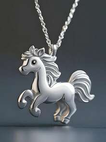 1pc Popular Women's New Year White Horse Zodiac Charm Necklace, Fashion Cute Pendant Jewelry Gift For Wedding, Engagement, Party