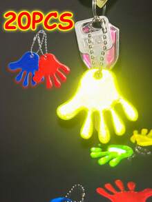 20 piezas Conjunto de colgantes reflectantes con aplauso, decoración para mochila, equipaje, bicicleta, accesorio de llavero reflectante de doble cara, pequeño regalo para vacaciones