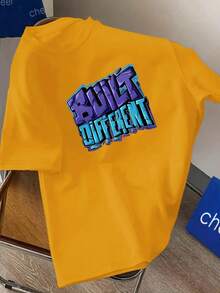 Camiseta de Estilo Graffiti Motivacional para Niños "Construido Diferente" - Naranja Vibrante con Letras Azules/Moradas, Camiseta de Verano de Manga Corta con Cuello Redondo Casual para Adolescentes, Gimnasio y Atuendo Casual, Lavable a Máquina, Declaración de Moda Juvenil, Estampado de Graffiti, Ajuste Regular, Tela Cómoda y Transpirable para Ropa Casual de Niños, Ideal para Atuendos de Verano, Diseño Audaz con Letras de Graffiti - Blanco - Ver 7