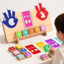 The Latest Wooden Arithmetic Learning Board For Children Over 3 Years Old - Teaching Toys With Number Blocks And Math Operation Cards, Interactive Addition And Subtraction Cognitive Tools, Early Use. - Red and Blue (1pcs) - View 5