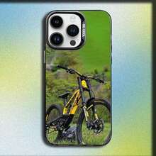 Mountain Bicycle Bike Phone Case Cover Compatible With  16, 15, 14, 13, 12, 11, Mini, Pro, E, MAX Gray Matte Silicone Black Cover, Cover Compatible With  17 Case,  17 Pro Case,  17 Pro Max Case