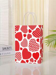 Love Valentine's Day Gift Bag, Wedding Companion Gift Kraft Paper Handbag, Mother's Day Gift Packaging Paper Bag, Love Gift Bag, Gift Storage Bag, Valentine's Day Love Romantic Bag - Multicolor - View 6