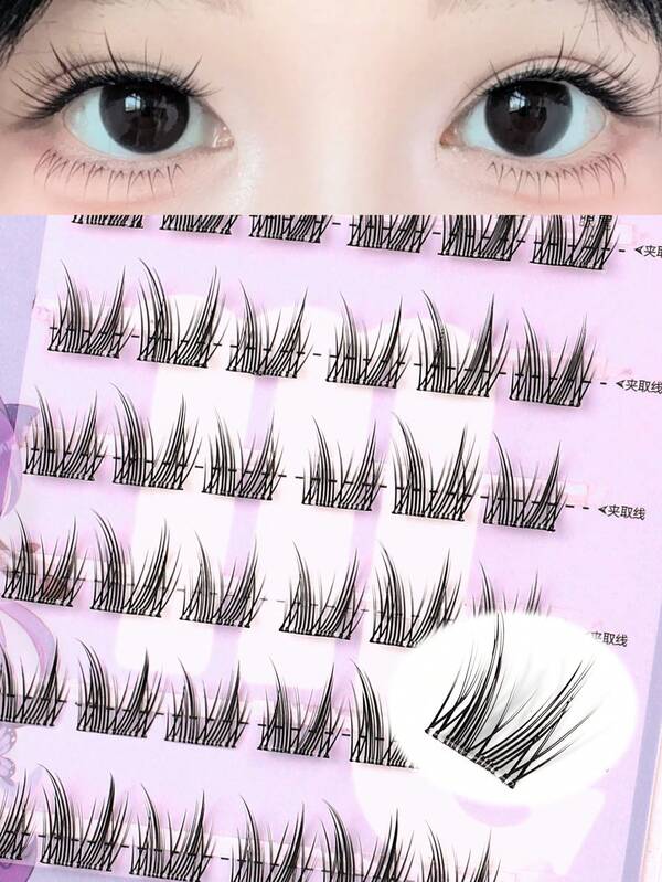 36 قطعة رموش صناعية ذاتية اللصق، سلسلة الأبراج ال- 12 - برج العقرب المقسم، بدون حاجة لصمغ، قابلة لإعادة الاستخدام، شرائط صمغ جيلي حراري، ثابتة على العين، 3 عناقيد لكل عين، تخلق عيون كبيرة ساحرة