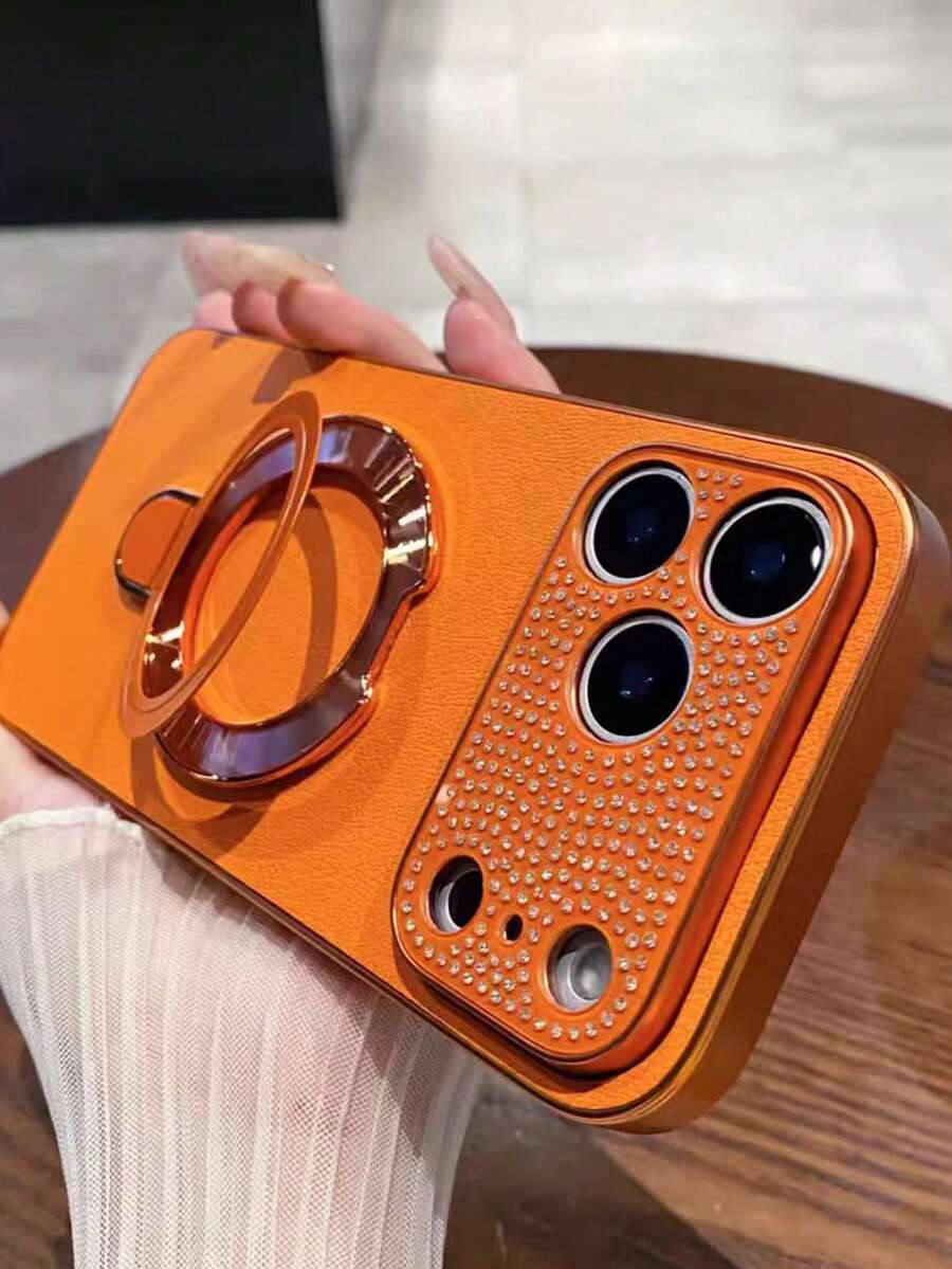 兼容 17 Pro Max 磁吸支架手机壳、16/17 Pro 镜头水钻保护套、15 Pro Max 超薄皮革防摔壳、兼容 14 Pro、情侣设计兼容 13 Pro Max - 橘色 - 查看 1