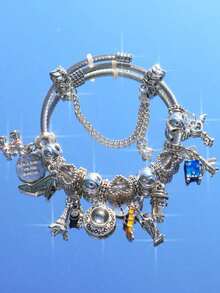 Travel Series Charm Bracelet, Vintage Travel Pendant Bracelet, Adjustable Classic Fashion Bracelet With Coffee Suitcase Charm, Gift For Friends - 銀色 - 查看 13