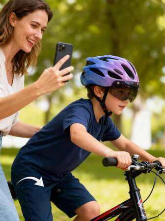 1 pièce Casque de vélo pour enfants léger et respirant avec lunettes magnétiques - Casque de vélo unisexe pour enfants/adolescents avec doublure amovible en mousse EPS, molette de réglage, convient pour le vélo tout terrain, la route, le VTT, un excellent cadeau pour Noël, Halloween, anniversaire