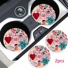 2 pezzi Sottobicchieri portabicchieri per auto, antishock, universali, di moda, accessori per interni auto, regalo per feste