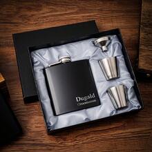 Personalized Men's Flasks, Custom Flask, Black Portable Flasks, Best Man Flasks, Wedding Party Favors, 1pc , Ideal Gift For Him, Boyfriend, Dad, Friends, Anniversaries, Valentine's Day, Father's Day Gift, Graduation, Unique Gift, Groomsmen Proposal - Black - View 15