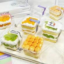 100/60/40/20 Pcs - 380ml Square Cake Boxes With Lids - PET Material, Ideal For Holding Cream, Soy Milk, Layered Desserts And Baked Goods - Great For Kitchen, Restaurant, Picnic, Camping, Birthday Parties And Storing Fruits & Berries Snacks. Cake Baking Supplies, Picnic Essentials, Decorative Snack Containers, Sturdy Construction - Multicolor - View 5