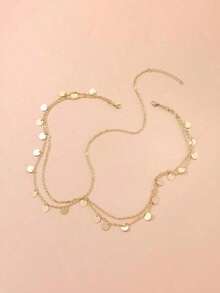 1pc Elegant Vintage Sequined Wave Tassel Headband - Ideal For Party & Holiday, Women Metal Hair Accessories, Round Disc Quantity Random Hair Chain Head Jewelry Head Pieces Jewelry Hair Jewelry Hair Vine Chain, Hair Jewellery, Y2k Outfit, Wedding - Gold - View 10