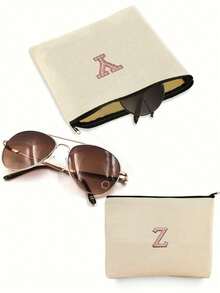 1 件 A-Z 字母 DIY 空白手提包、旅行洗漱包、绘画帆布包、帆布化妆包、绘画包、儿童包、工作、学校、旅行铅笔盒、实用 - 米色 - 查看 7