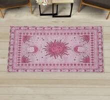 Retro Mid Century Abstract Pattern Rug On Ivory Background, Dark Orange And Reseda Green, 4' X 5' 5", Ideal For Bedroom, Dorm And Living Room - Pink - View 5
