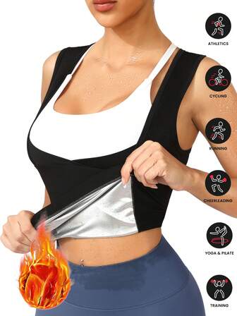 1 Adet Kadın Premium Sauna Atlet, Slim Fit Sauna Gömleği, Spor Atlet, Yoga, Fitness, Sauna Eşofman Takımı, Yeni Kadın Spor Sauna Kıyafeti, PU Kaplamalı Çekirdek Katman Isı Tutma, File Ekleme Tasarımı, Yan Havalandırma, Koşu, Antrenman, Fitness ve Yoga İçin Uygun