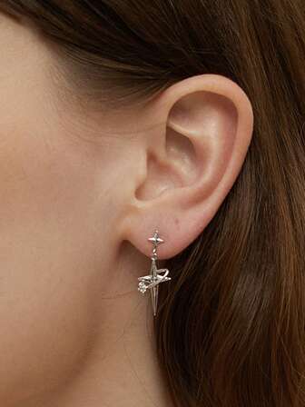 1 对复古十字架不对称耳环，个性化朋克风格耳环适合日常、工作、休闲、旅行