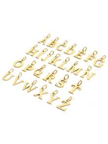 RIINHOO 1件18K不锈钢A-Z字母吊坠项链，镀金金属蛇形链项链，唇形链颈链，女士礼物 - 金色 - 查看 4