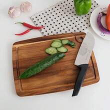 Heavy-Duty Acacia Cutting Board - Kitchen Cutting Board With Handle, Suitable For Chefs, Used For Cutting Meat, Vegetables, And Cheese, With Juice Trough - Easy To Clean Surface, Suitable For Households, Dormitories, And Restaurants - Perfect Gift For Chefs (Mother's Day, Easter) - Durable And Hygienic Preparation Surface, Suitable For Food Preparation, Elegant Design, Sturdy Structure, Multi-Functional Accessories, Suitable For Home Chefs