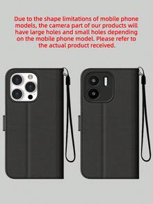 翻盖式真皮钱包手机壳，带挂绳，适用于