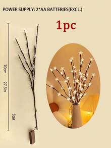 1 szt. 20 diod LED, ciepła biała, kulista lampa w kształcie gałęzi, lampa dekoracyjna do wazonu, dekoracja festiwalowa, oświetlenie krajobrazu na imprezę, lampki choinkowe, lampa w kształcie gałęzi LED, odpowiednia na biurko w sypialni, dekoracja świąteczna, plastikowa sztuczna gałąź, zasilana bateriami (bez 2 baterii AA), odpowiednia na ślub, zaręczyny, Walentynki