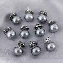 10 piezas de botones de broche de perlas de colores mixtos (negro, blanco, gris, azul, champán) para blusas, camisas, cárdigans y vestidos de mujer (sin tarjeta)