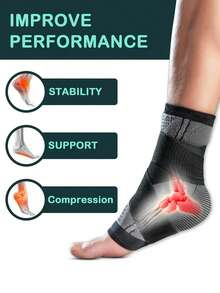 男女通用踝关节护具 - 可调节压缩套，透气弹性，稳定包裹，适用于运动、跑步、健身 - 舒适贴合，运动踝关节护具，跑步装备，设计简洁。 - 彩色 - 查看 5