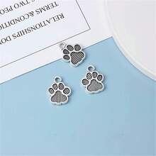 30/60/100pcs Silver Unique Animal Claw Charms - Delicate Cat Paw Print Bead Pendants With Metal Small Dog Footprint Design - Perfect Jewelry Making Supplies For DIY Necklaces, Bracelets And Craft Projects - Silver - View 8