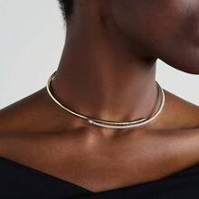 1pc Men's Fashionable Rhinestone Circular Choker Necklace, Versatile Minimalist Collarbone Chain Accessory - Multicolor - View 2