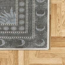 Retro Mid Century Abstract Pattern Rug On Ivory Background, Dark Orange And Reseda Green, 4' X 5' 5", Ideal For Bedroom, Dorm And Living Room - 淡藍色 - 查看 2
