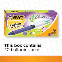 4 Colours Grip Fashion Retractable Ball Pen Medium Point 1.0 Mm Box Of 10 954305