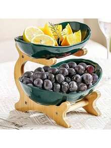 2/3层水果架零食收纳托盘，耐用塑料水果碗套装，适用于厨房和餐厅，多层水果、零食和甜点拼盘，圣诞礼物 - 彩色 - 查看 17
