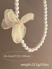 Nooxian 1 件时尚珍珠项链，法式浪漫珍珠花项链 - 送给女朋友或妻子的绝佳礼物 - 白色 - 查看 11
