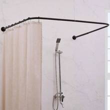 U Shaped Shower Curtain Rod, Both Sides: 23.652 Middle: 3146. Adjustable U Shape Shower Rod No - Sagging Curtain Rod Bathroom Bathtub With 12 Ring Hooks Ceiling Support - U Shape + Matte Black - View 2