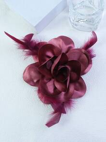 20cm 2025 Autumn/Winter Elegant Satin Rose Flower Feather Brooch, Fashion Clothing/Shoe/Bag/Hat Accessory, Versatile Design - Roses - View 7