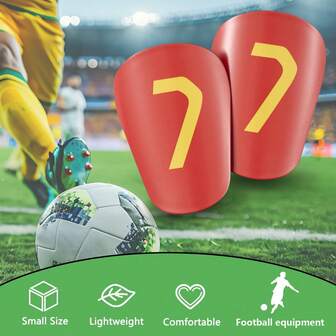 1 Pair Mini Master #7 Digit Football Shin Guards, Adult Clip-On Leg Protectors - Thick & Durable Mini Football Shin Pads - Suitable For All Seasons