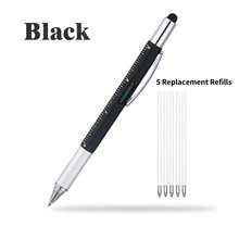 6-In-1 Multifunctional Pen Set With 5 Refill Ink Cartridges - Stylus Pen, Ruler, Level, Bottle Opener, Screwdriver, Ballpoint Pen, Building Blocks, Great Gift For New Year/Christmas/Valentine's Day - Multicolor - View 6
