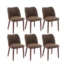 strundghti Modern Dining Chair Set Of 6, Linen Upholstered Kitchen Chair With Sold Wood Legs, Wing Backrest, Wooden Dinner Table, Accent Chair For Dining Room, Living Room - Cà phê PU-6 cái - Xem 1