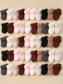 10/5 Pairs Baby Solid Color Thick Warm Flip-Top Socks, Autumn/Winter