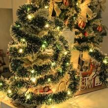 20个LED圣诞藤蔓灯，适用于楼梯、栏杆、壁炉架和门框装饰，室内办公室节日装饰，无羽毛，塑料材质，壁挂式，圣诞装饰品