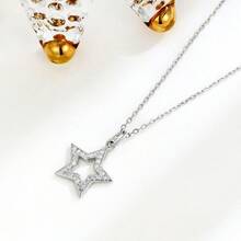 925 Sterling Silver Star Pendant Necklace, Elegant, Versatile, Luxurious, Romantic, Suitable For Parties, Dates, Gifts, Daily Wear