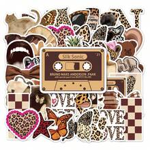 50pcs Leopard Print Graffiti Stickers, Affordable Vinyl Material, Suitable For Decorating Diaries, Hands, Tents, And Applicable For Parties, Skateboards, Phone Cases, Cups, Guitars, Also For DIY, Laptops, Etc. - Multicolor - View 8