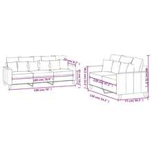 vidaXL 2-Teiliges Sofa-Set Mit Kissen, Schwarz, Samt - Black - View 7