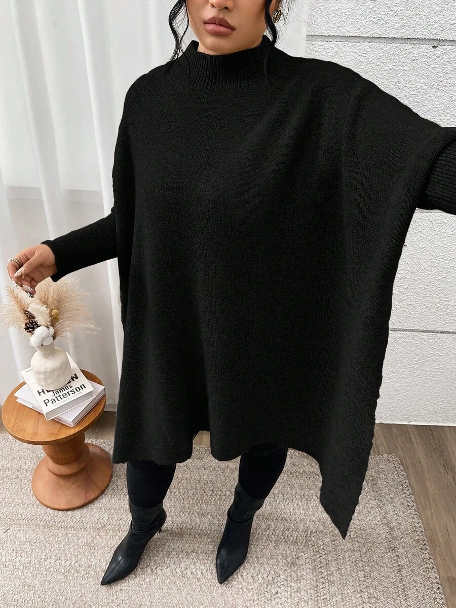 Plus Size Women Casual Warm Knitted Cardigan Sweater, Autumn/Winter Black Spring - Black - View 1