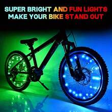 Ultra Bright 2pcs LED Bicycle Spoke Lights,Bike Wheel Tire Strip Lights For Decoration & Ty Warning, Must-Have Accessories For  Night Cycling Visibility - 藍色 - 查看 1