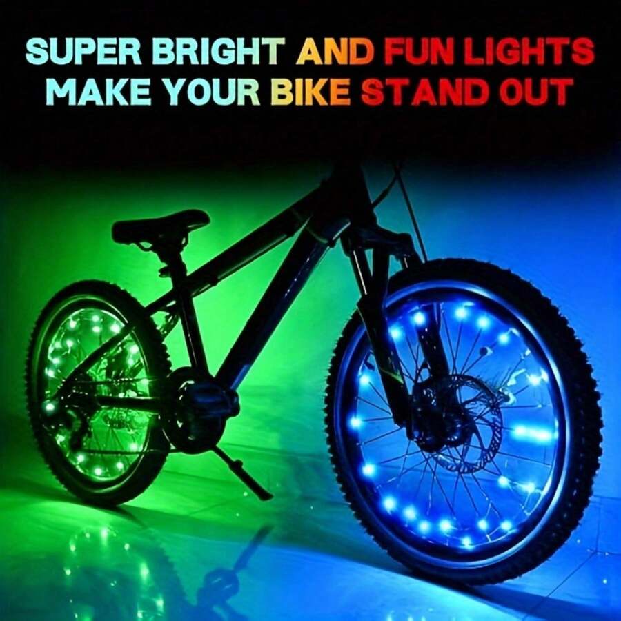 Ultra Bright 2pcs LED Bicycle Spoke Lights,Bike Wheel Tire Strip Lights For Decoration & Ty Warning, Must-Have Accessories For  Night Cycling Visibility - 藍色 - 查看 1